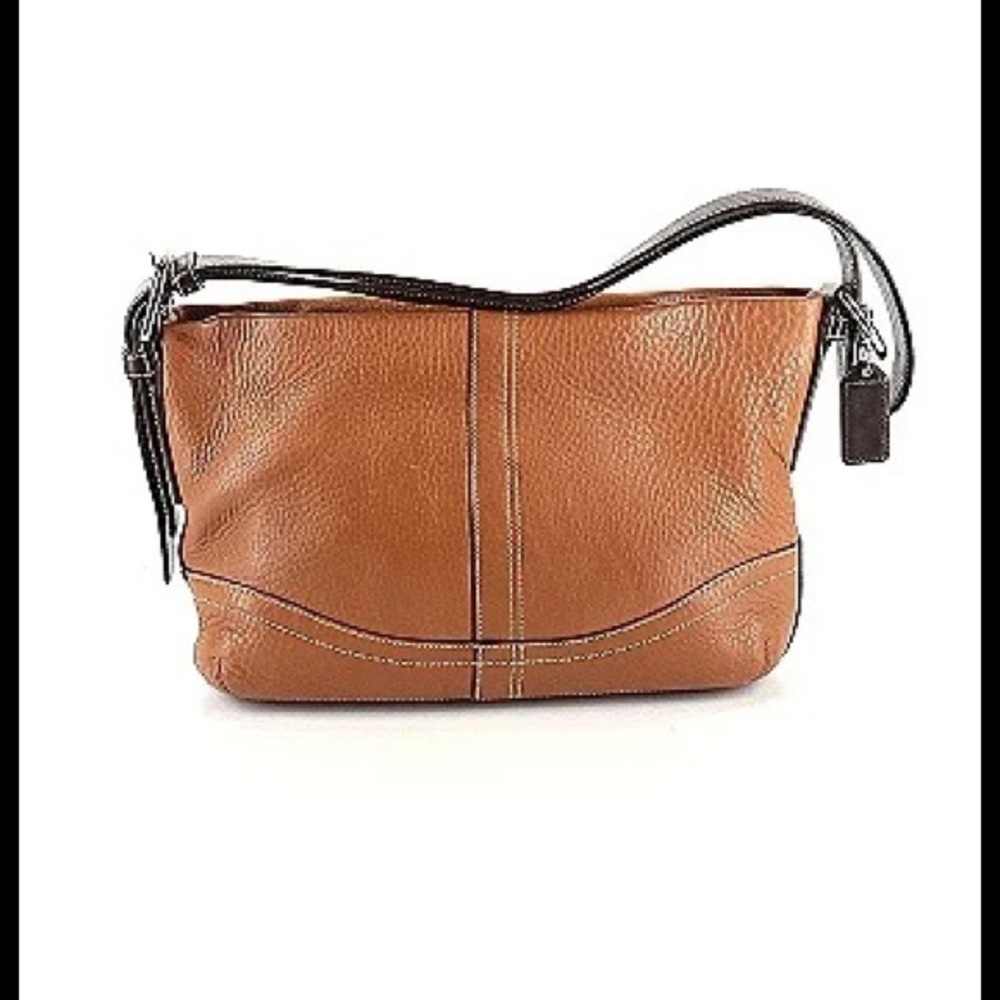 Brown leather Coach bag.